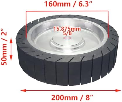 8 x 2 inch Rubber Expansion Centrifugal Wheel Working with Zirconia/Non-Woven Nylon Sanding Bands (8 x 2 x 5/8" Wheel)