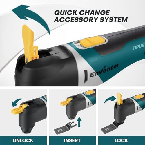Enventor Oscillating Tool with Brushless Motor, 20 V, 2.0 Ah Battery