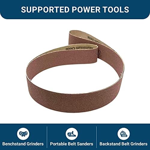 Benchmark Abrasives 2" x 36" Aluminum Oxide Sanding Belts for Grinding Deburring Polishing Rust Removal on Metal, Stainless Steel, and Carbon Steel, Use with Belt Disc Sander (6 Pack) - (220 Grit)