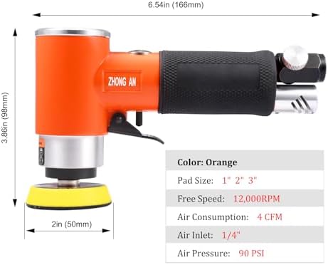 2/3 inch Mini Orbital Sander Pneumatic Palm da sander Air Polisher Super Smooth and Swirl Freely for Auto Body Work Wood working with 20 PCS Sanding Discs,orange