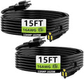 HUANCHAIN Indoor Outdoor Black Extension Cord 15 FT 2Pack Waterproof 16/3