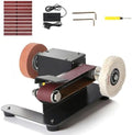 Mini Belt Sander, Electric Small Sander Knife Making Supplies, 7 Adjustable Speed Electric Knife Sharpener, Power Belt Grinder for Woodworking. (Standard - Essential Polishing Kit)