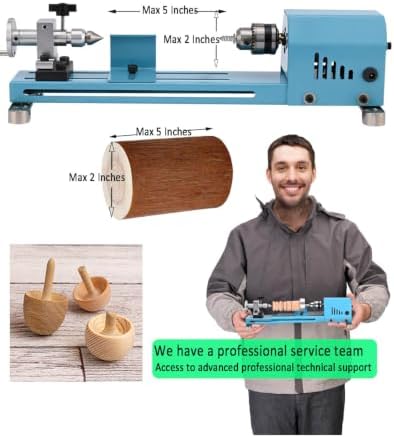 Mini Wood Lathe Machine Infinite Speed Control Multi-Purpose Type For Desktop Supports Wood Sawing, Polishing, Grinding The Professional Set Of Accessories Comes With Instructions For Easy Use