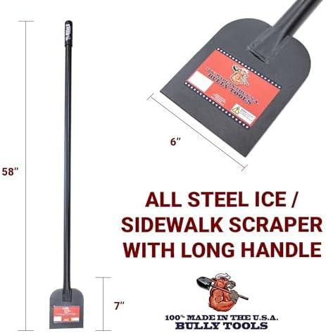 Bully Tools 11-Gauge All Steel Ice Scraper Long Handle, Made in USA