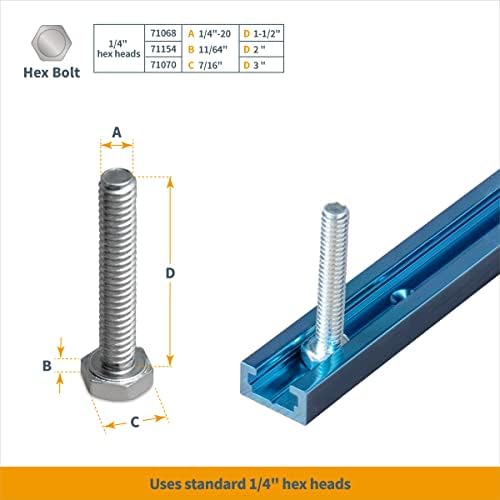 POWERTEC 71779 24" Double-Cut Profile T Track Kit, Including Long, Short & InLine Stops and 5-1/2" Hold Down Clamps, Pack of 1