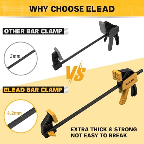 6" Mini Bar Clamps for Woodworking, 4-Piece One-Handed F Clamp/Spreader, 75LBS Load Limit Wood Clamp, Quick Release Grip Clamps for Table Wood Working, Light-duty Tools