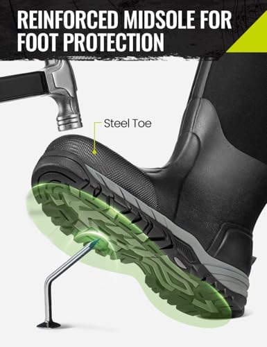 TIDEWE Work Boots for Men, 6mm Neoprene Puncture-Resistant Boots, Size 7-13