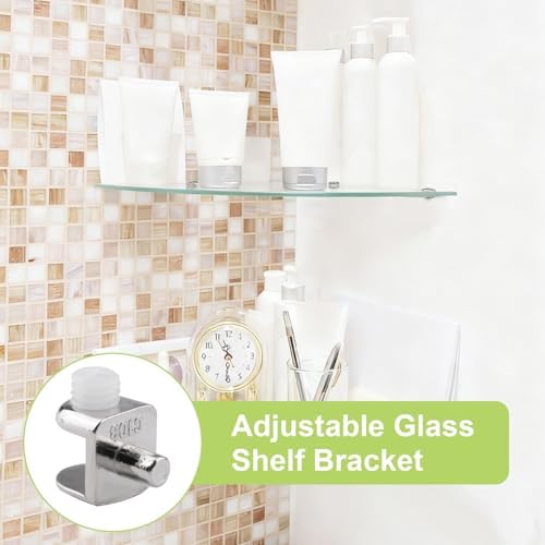 Adjustable Glass Shelf Bracket, 60Pcs Frameless Glass Clamp with Pin Wall Mounted Clips for 4-8mm Glass Cabinet