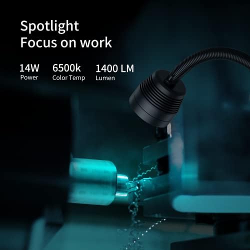 Magnetic Light, 14W Magnetic Lathe Lights, IP66 Waterproof Led Machine Lights 1400 Lumens for Lathe Lighting Milling Machine, Drill Press Lighting