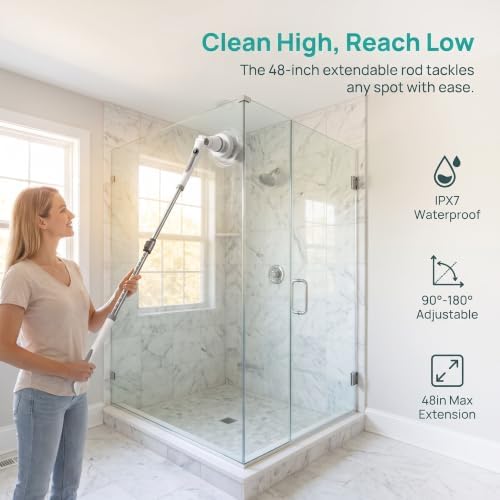 Electric Spin Scrubber Bathroom, Cordless Scrubber with 8 Heads