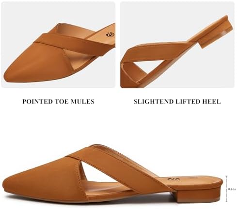 Rekayla Women's Mules Closed Pointed Toe Flats Backless Loafers Shoes for Women