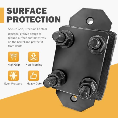 Professional Grade Heavy Duty Barrel Vise Tool，Universal Barrel Clamp Surface Protection Design，Compatible with Outer diameters 0.67 to 1.375 inches，Aluminum Barrel Clamp