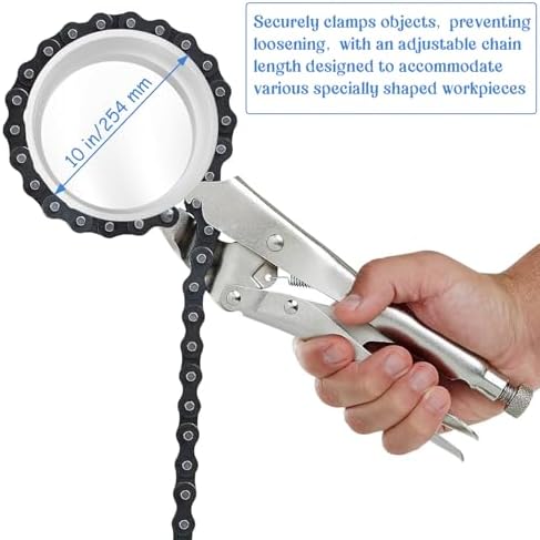 2 Pcs Locking Chain Clamp 9-Inch Locking Chain Pliers with 31.5 Inch Long Chain Carbon Steel Locking Chain Plier Industrial Pipe Vise Chain Wrench for Pipe Fitting ‎Plumbing Woodworking Welding