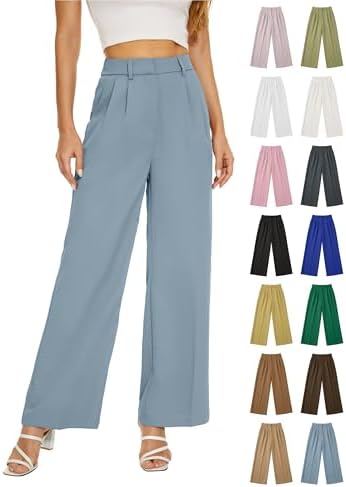 KICZOY Women Casual Wide Leg Dress Pants High Waist Lightweight Flowy Pants
