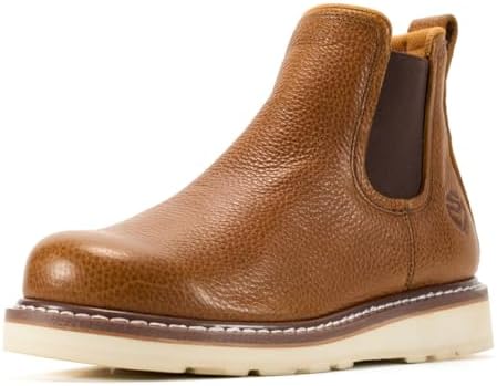 SUREWAY Men's 6-Inch Slip-On Chelsea Work Boots, Soft Toe Leather Boots