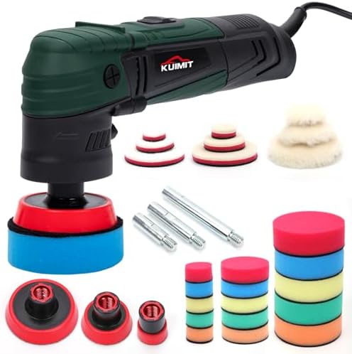 1"/2"/3" Buffer Rotary Polisher Kit | 780W High-Power Mini Polishing Machine w/ 27-Piece Accessories | M5/8-11 Thread 75mm/100mm/140mm Extension Shafts | for Car, Boat & Metal Detailing, Green