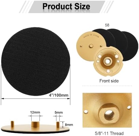 SHDIATOOL 4-Inch Backer Pad or Backing Pad of Aluminum Body with 5/8-Inch-11 Thread for Diamond Pads be Reusabling Pack of 5