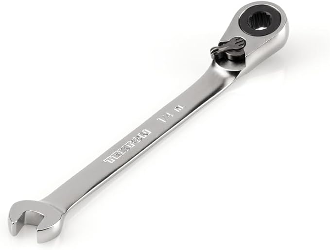 TEKTON 1/4 Inch Reversible Ratcheting Combination Wrench | WRC23306 | 12-Point, Satin Chrome Finish