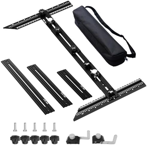 Stair Tread Template Tool – Stair Tread Gauge Jig, Aluminum Alloy Measuring and Scribe Tool for Accurate Angle, Depth, and Length Measurement of Stairs, Risers, and Partitions