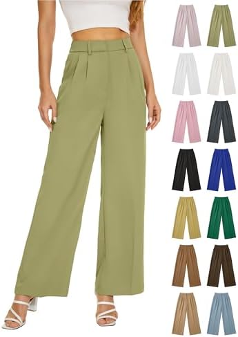KICZOY Women Casual Wide Leg Dress Pants High Waist Lightweight Flowy Pants