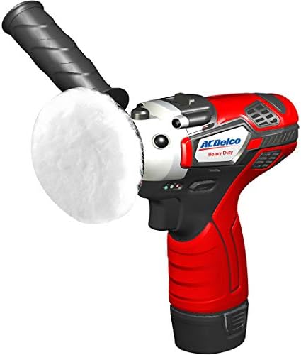 ACDelco Mini Cordless Polisher Tool Set 2 Speed 12V 3” Pad, Set with 2 Li-ion Batteries, Charger, and Accessory Kit, G12 Series ARS1214,Red