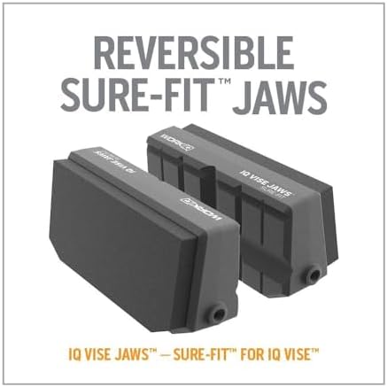 Work IQ Tools Sure-Fit Vise Jaws | Upgraded Jaws for Odd-Shaped Parts and Flat or Delicate Items | Reversible Bench Vise Jaws for Secure Grip | Compatible with IQ Vise