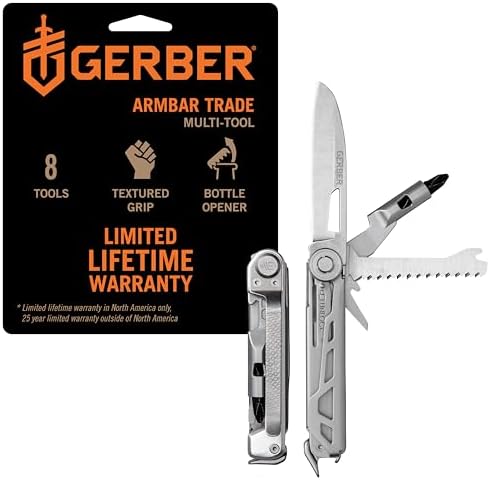 Gerber Armbar Trade EDC Pocket Knife Multitool with Bottle Opener, Silver