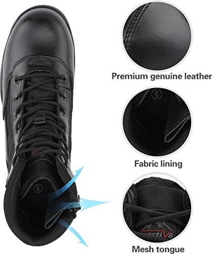 NORTIV 8 Men's Steel Toe Work Boots Side Zipper