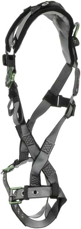 MSA V-FIT Standard Safety Harness - Polyester & Nano-Technology Treated Web Full Body Harness Back, Shoulder Padding, Gray