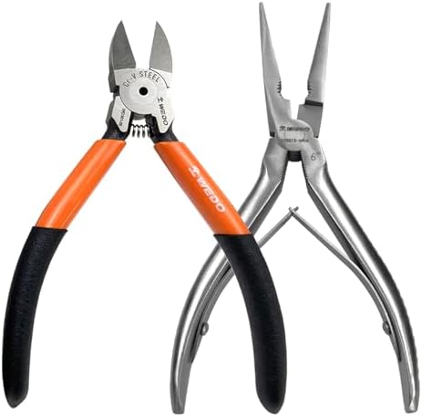 WEDO 5" Wire Cutter and Long Nose Pliers Length 165mm(6.5") Set,Stainless Steel Needle Nose Pliers, Diagonal Wire Cutting Pliers(Cr-V Steel),Corrosion Resistant,Comfort Grip Handle
