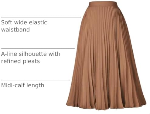 GRACE KARIN Pleated Midi Skirt for Women Chiffon A-Line Outfits