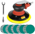 6 inch Air Random Orbital Sander, MAX 12000 RPM 3/16" Orbit Heavy Duty Dual Action Pneumatic Palm Sander, for Auto Body Woodworking Metal, with 10 Sandpapers & Extra Backing Pad