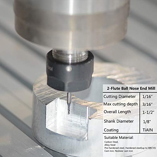 SpeTool 5Pc/Pack 1/16" Cutter Spiral End Mill 1/8" Shank for CNC Machine Milling Toos Router Bits