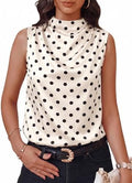 Cicy Bell Womens Mock Neck Satin Tank Tops Silky Business Casual Outfits