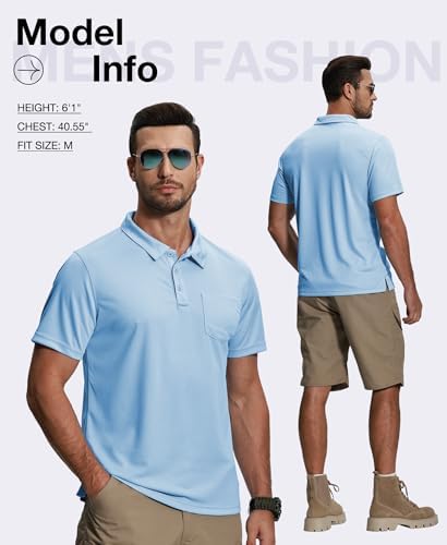 ZITY 5 Pack Polo Shirts for Men with Pocket Dry Quickly Short Sleeve Athletic Outdoor Work Collared Shirts