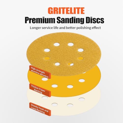 5-Inch 8-Hole Hook and Loop Sanding Discs 240-Grit, 200-Pack, Premium Random Orbital Sandpaper for Woodworking or Automotive