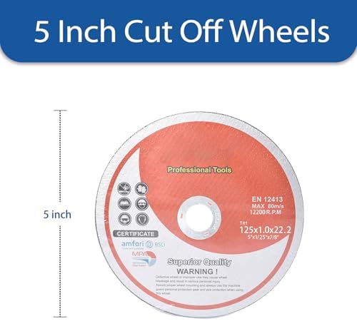 WFLNHB 50 Pack 5"x0.040"x7/8" Metal and Stainless Steel Cut Off Wheels Replacement for Angle Grinders