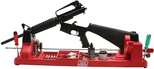 MTM GV30 Gun Vise for Gunsmithing work and Cleaning Kit, Free Standing, 11 Compartments, USA Made, Red