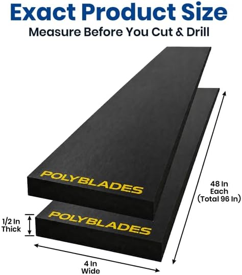 UHMW Snow Plow Cutting Edge, 1/2 in Thick x4 in Wide x96 in Long
