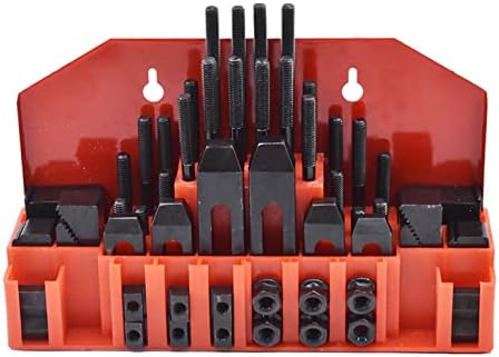 58 Pc 7/16 Inch T-Slot Hold Down Clamp Clamping Kit Mill Machinist Set Replacement for Bridgeport Milling Machine with Plastic Storage Box (3/8-16)