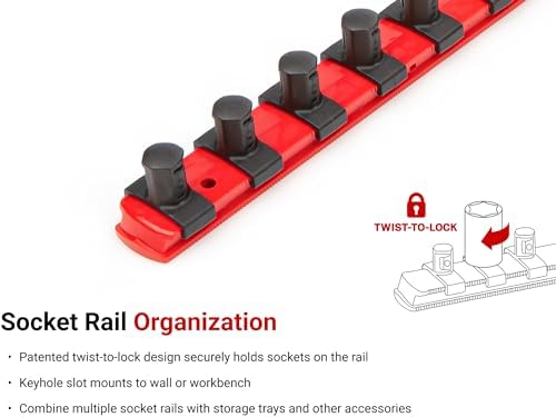 TEKTON 1/2 Inch Drive 12-Point Socket Set, 15-Piece | SHD92108 | (10 - 24 mm), Deep, Socket Rail