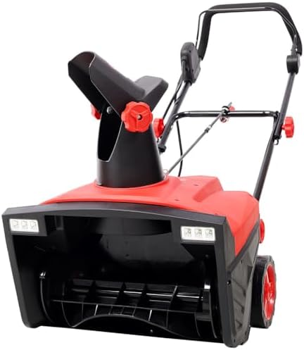 20" Electric Snow Thrower with Dual LED Headlights, 15 Amp Motor, 2900 RPM, 30 ft Throwing Distance & 180° Rotating Chute, 10" Clearing Depth, Walk-Behind Corded Snow Blower