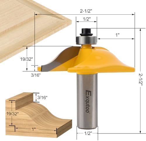 Exqutoo 1PCS 1/2" Shank 2-1/2" Diameter Raised Panel Cabinet Door Making