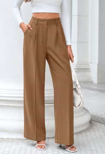FUNYYZO Wide Leg Dress Pants for Women Work Slacks Business Casual Outfits