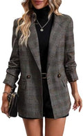 Mina Self 2026 Women's Fall Plaid Blazer Houndstooth Jacket Business Casual