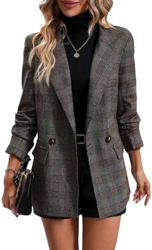 Mina Self 2026 Women's Fall Plaid Blazer Houndstooth Jacket Business Casual