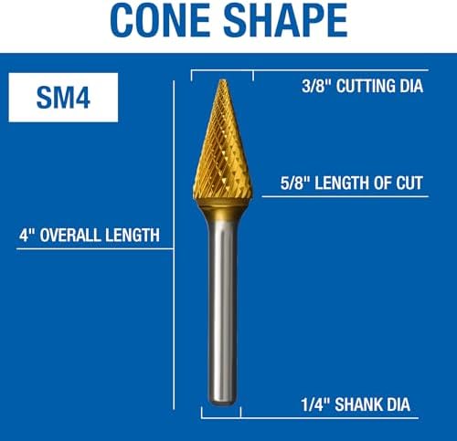 Champion Cutting Tool SM4 Double Cut TiN Coated Carbide Bur