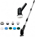Electric Spin Scrubber for Bathroom, Cordless Power Scrubber with Extendable Handle, 3 Speeds, Digital Display and 8 Brush Heads for Shower, Bathtub, Tile, Grout, Floor and Kitchen,Black