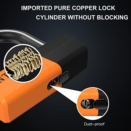 Motorcycle Chain Locks 5FT Motorcycle Lock 12mm Thick Bike Chain Lock Heavy Duty Chain Lock with 16mm/0.64inch Disc Lock for Motorcycles, Scooters, Gates and More, Orange