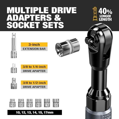 3/8" Cordless Ratchet Wrench, 60 FT-LBS(80N.M), 12V Extended